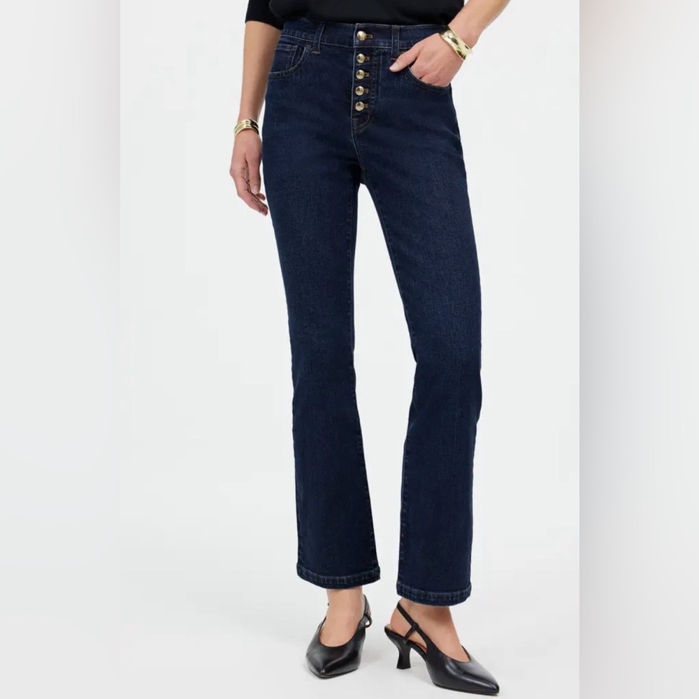Madewell Dark Indigo Mid-Rise Kicked-Out Cropped Jeans